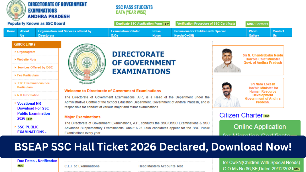 BSEAP SSC Hall Ticket 2026