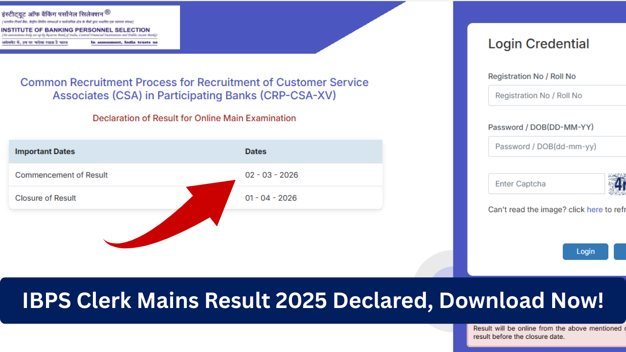 IBPS Clerk Mains Result 2025