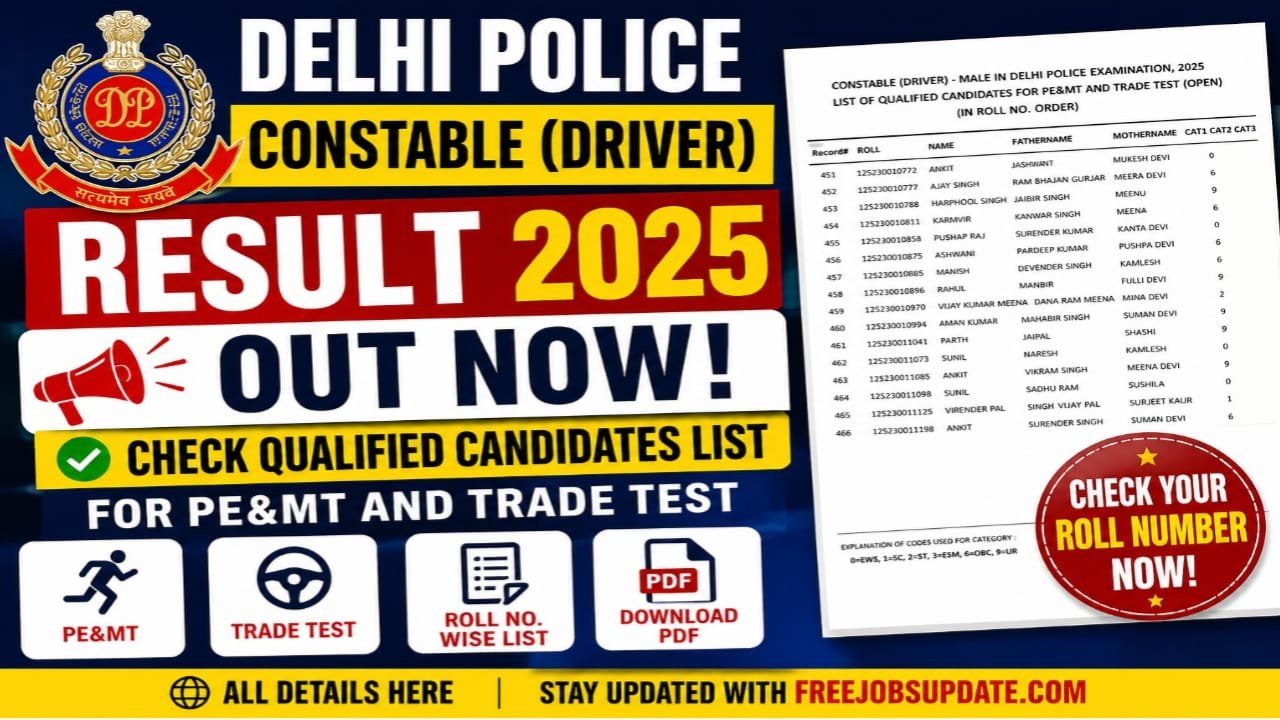Delhi Police Driver Result 2026 PDF Download Sarkari Result