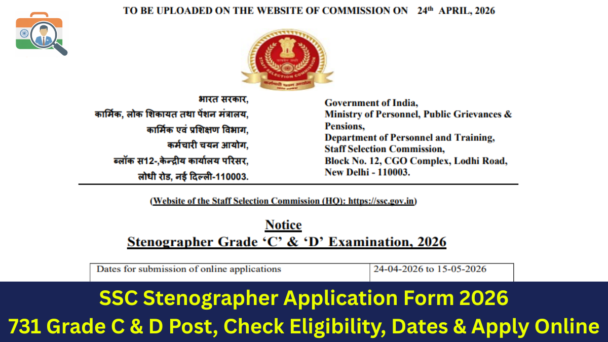 SSC Stenographer Application Form 2026