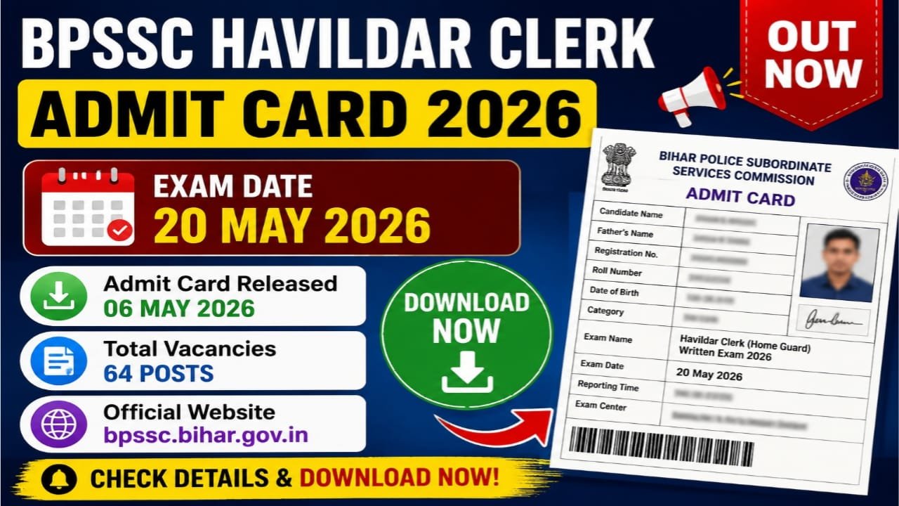 Bihar bpssc home guard havildar clerk admit card 2026 download
