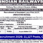 RRB ALP Notification PDF 2026: Apply Online for 11127 Assistant Loco Pilot Posts