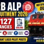 Railway ALP Recruitment 2026: Apply Online for 11,127 Railway Assistant Loco Pilot Posts