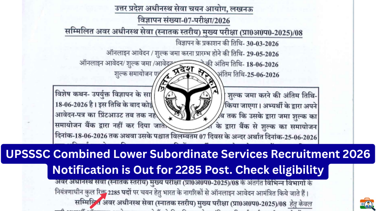 Upsssc combined lower subordinate services recruitment 2026 online
