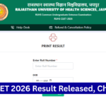 RUHS CUET Result 2026 Out, Check Result & Merit Rank Here