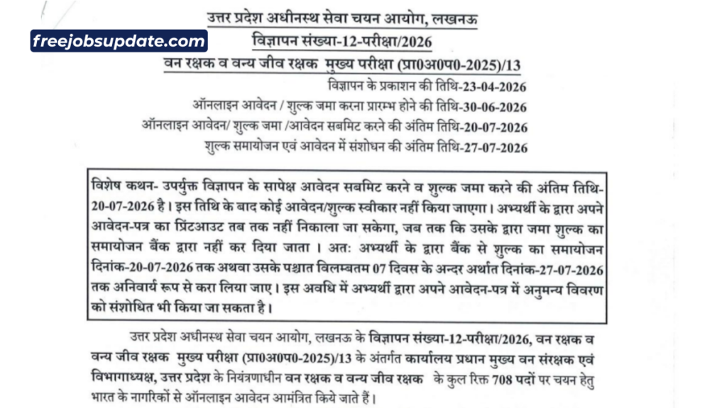 UPSSSC Forest Guard Vacancy 2026 Notification