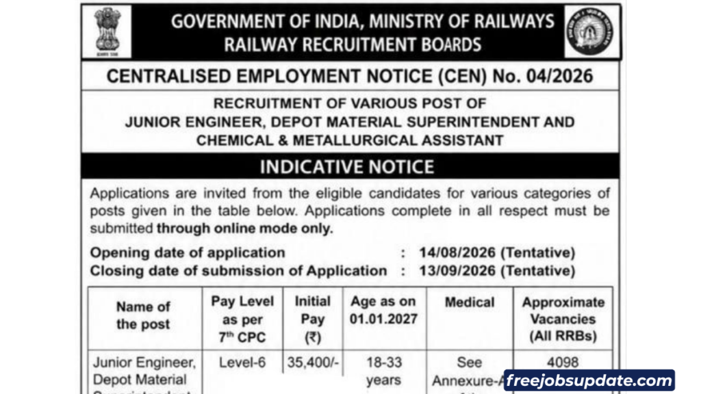 rrb je 2026 notification