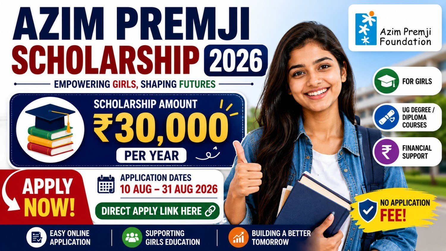 Azim Premji Scholarship apply online 2026