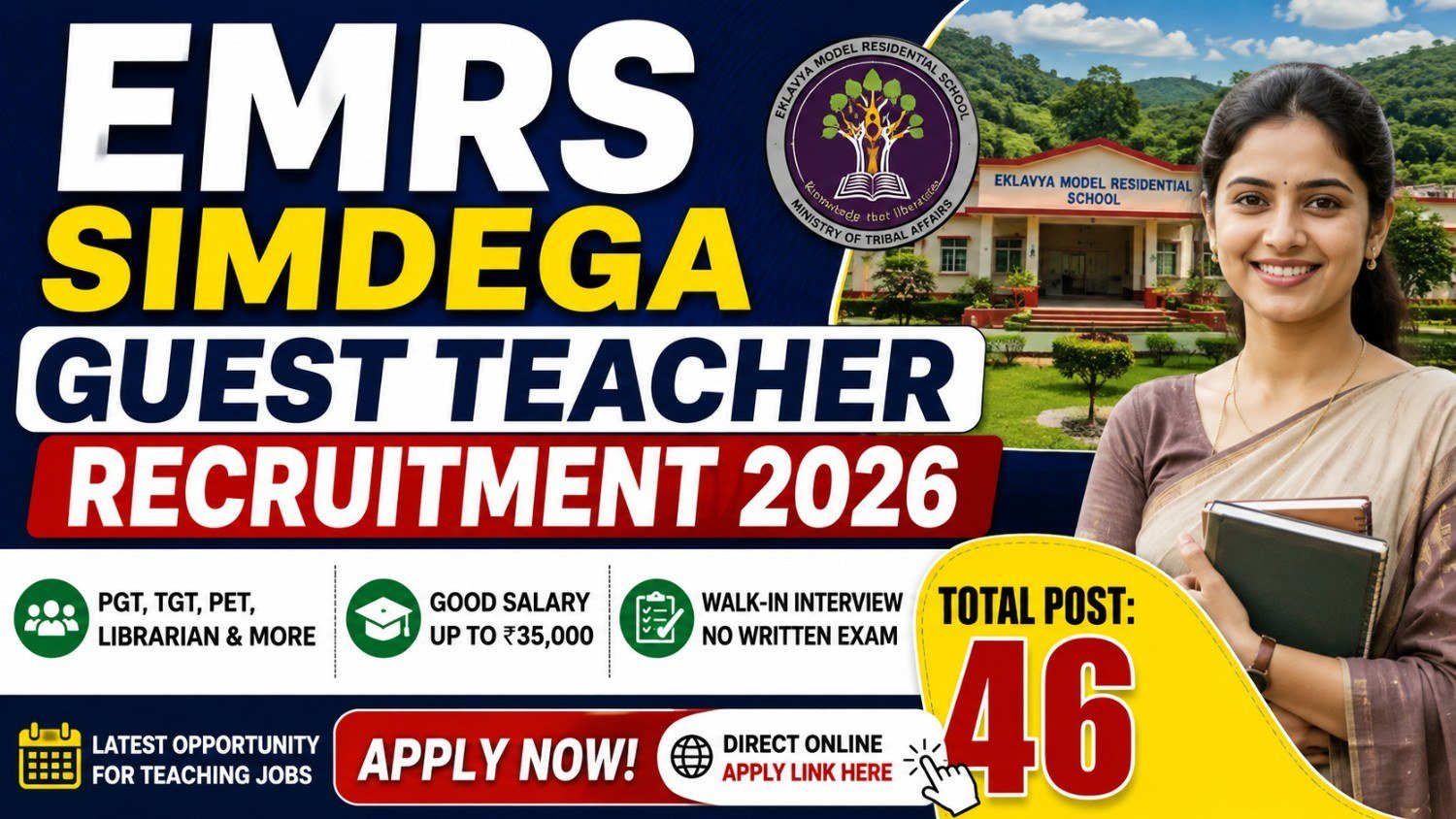 Emrs simdega guest teacher recruitment 2026 apply online