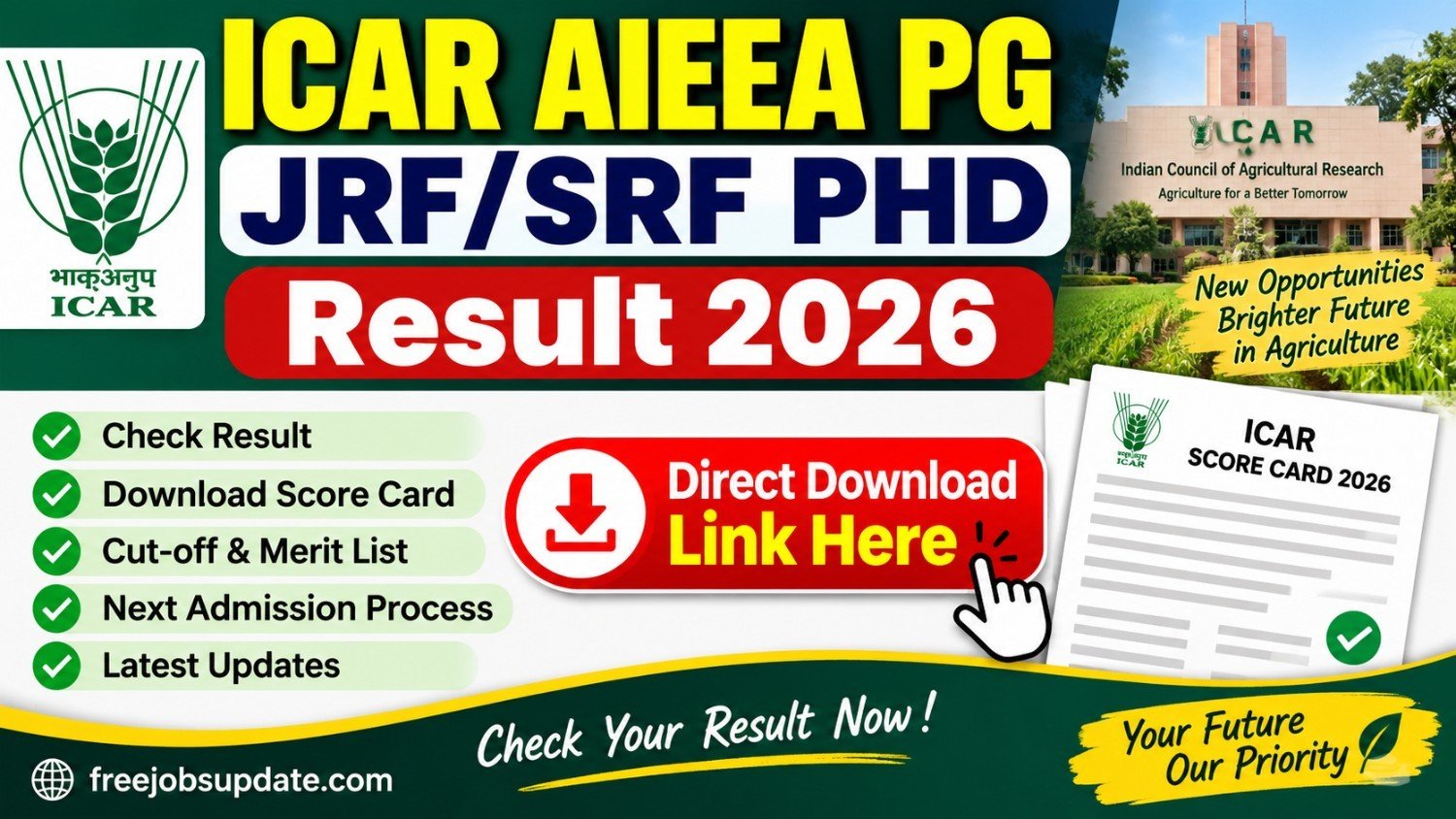 ICAR AIEEA PG PHD Result 2026