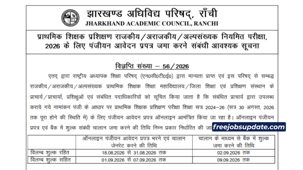 Jac ptt registration form 2026 pdf download