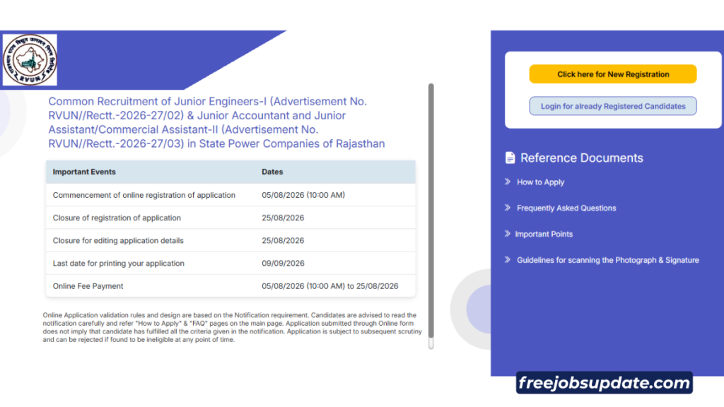 Rajasthan state power companies recruitment 2026 apply online