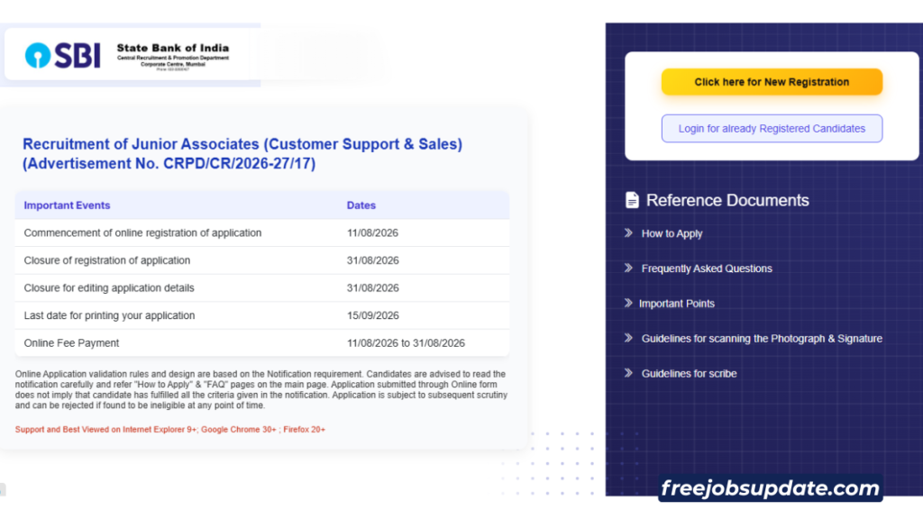 SBI Recruitment 2026 official website