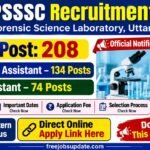 UPSSSC FSL Recruitment 2026 for 208 Posts, Direct Online Apply Link Here. Check Now
