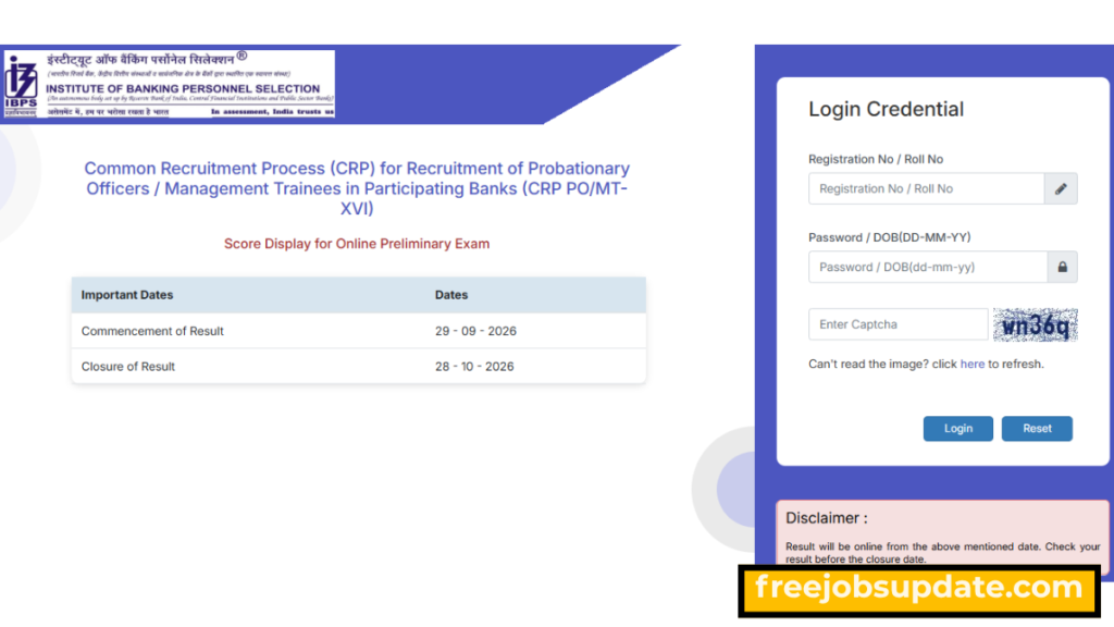 IBPS PO Score Card link