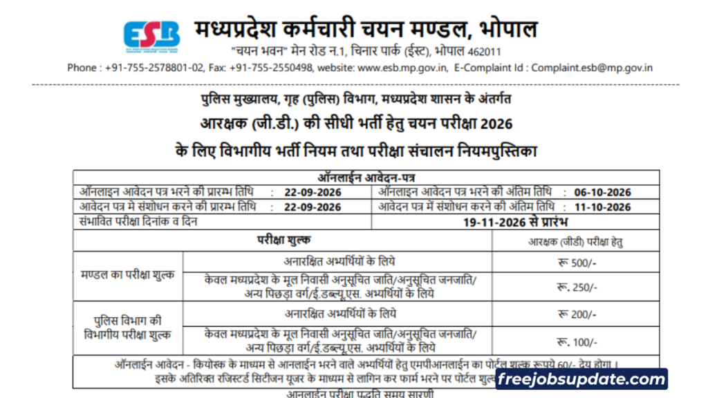 Mp police constable gd recruitment 2026 date