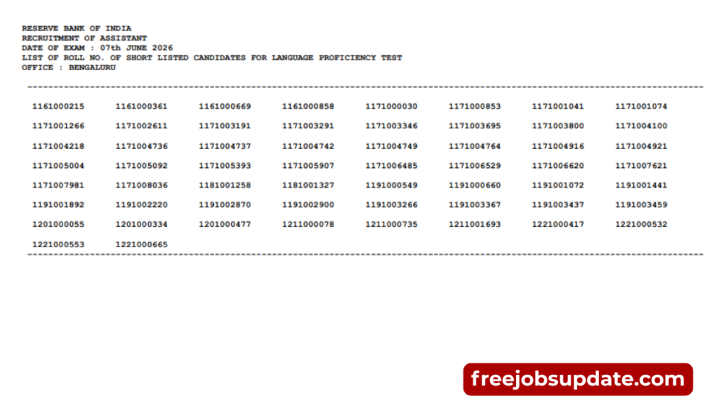 RBI Assistant Mains result Date 2026
