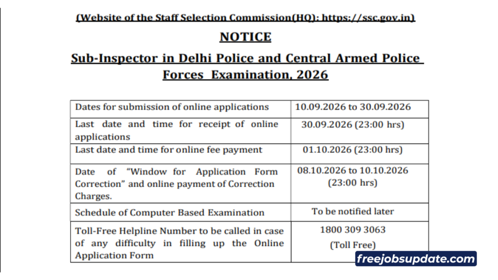 SSC CPO recruitment 2026 notification PDF download