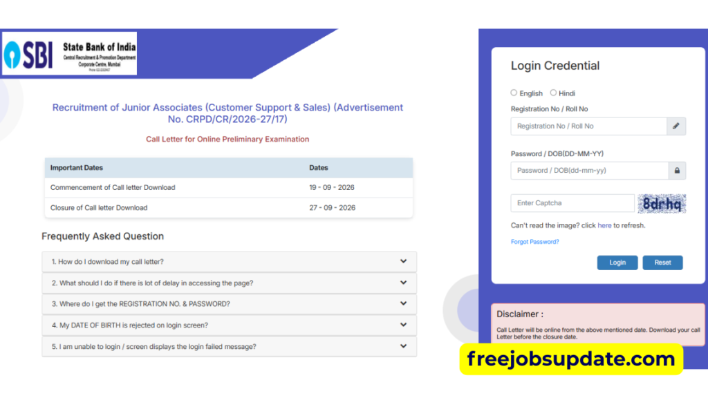 Sbi clerk admit card 2026 download link