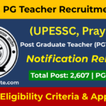 UP PGT Subject Wise Vacancy 2026: Apply Online for 2607 Posts
