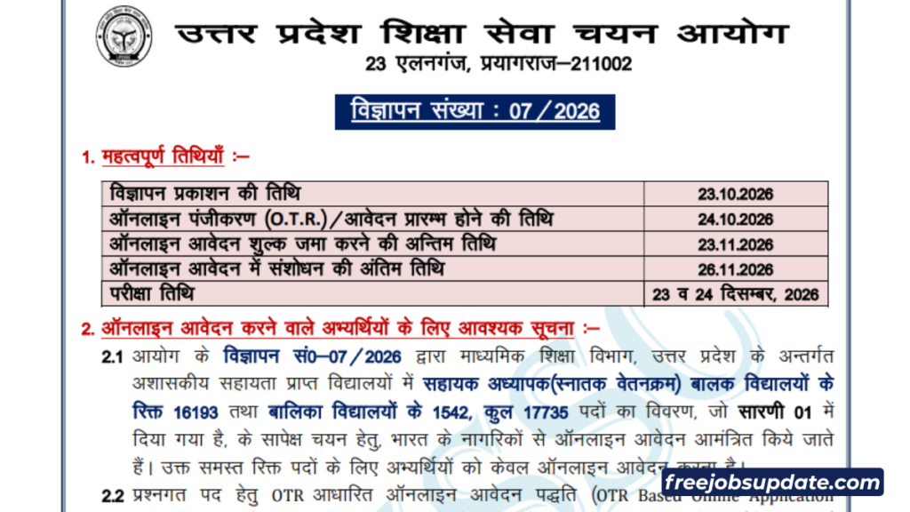 UP TGT 2026 Notification